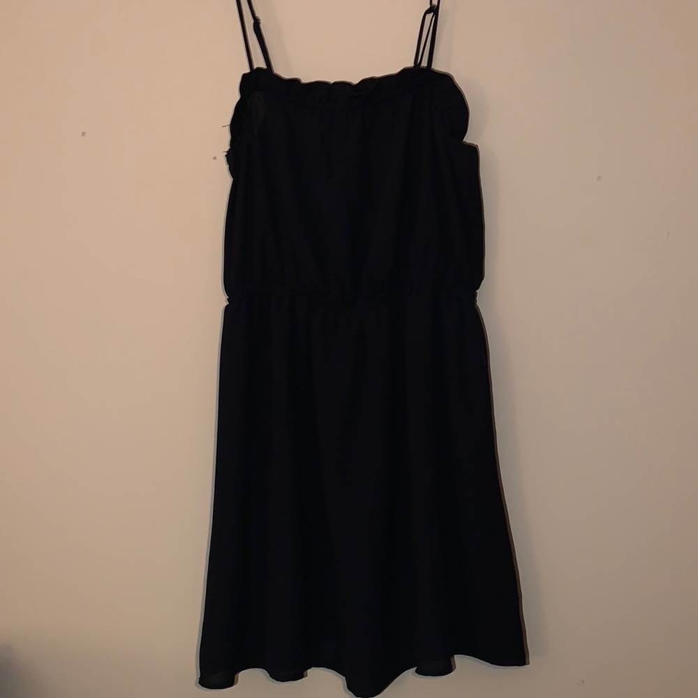 Forever 21 Sz S spaghetti adjustable strap black semi sheer dress